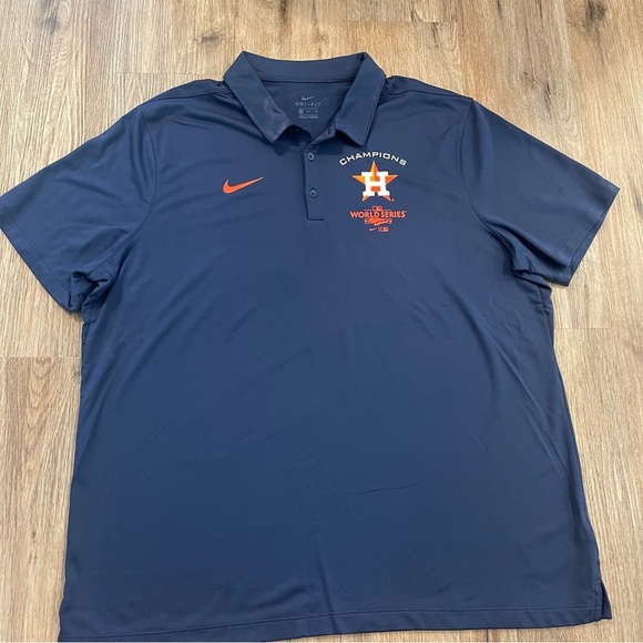 Nike Dri Fit Polo Men’s Sz 2XL Navy Orange Astros World Series 2022 Baseball - Picture 1 of 8